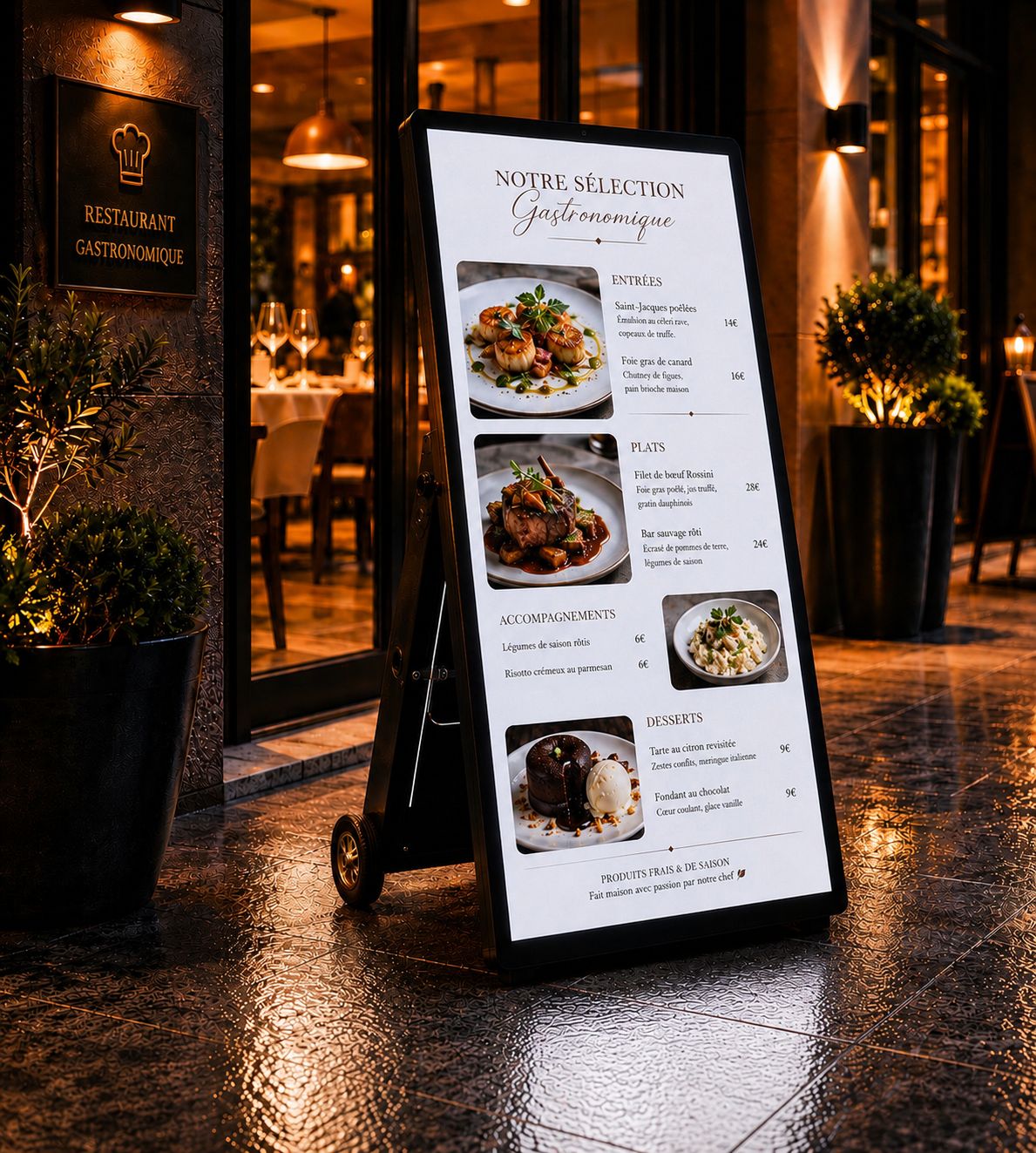 Chevalet restaurant gastronomique nuit