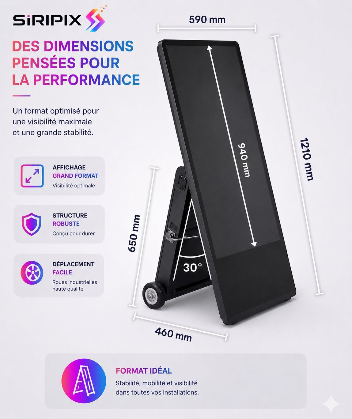 Chevalet dimensions