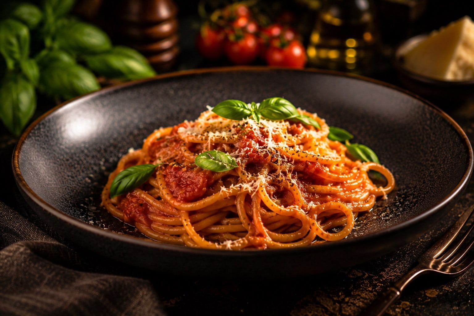 Pâtes à la sauce tomate — création visuelle Siripix pour restaurant italien