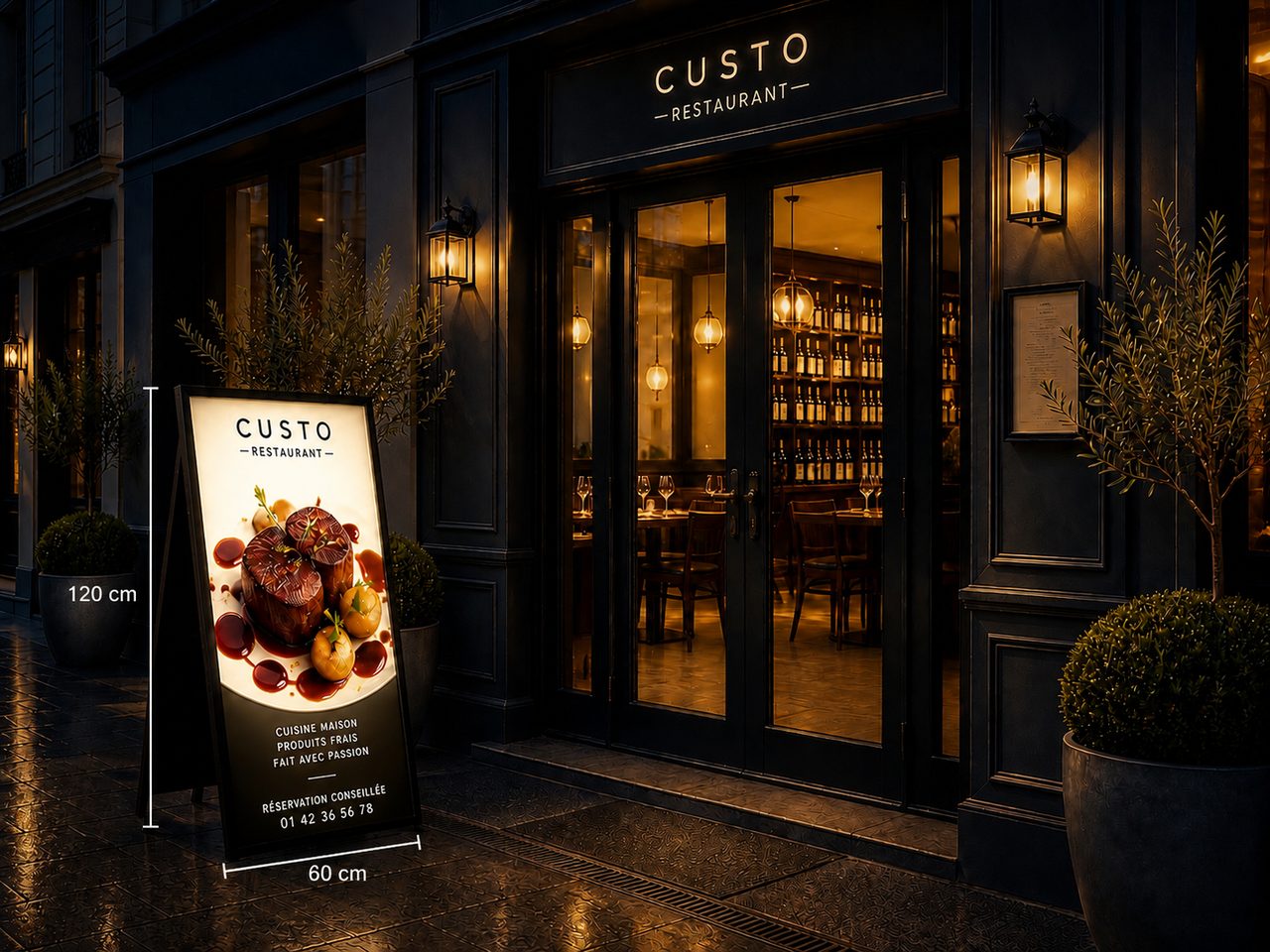Mockup chevalet sur trottoir